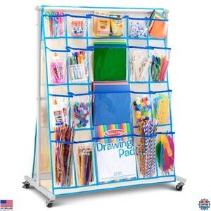 Portable Craft Rolling Cart with Wheels - 40 Storage Pockets Organizer